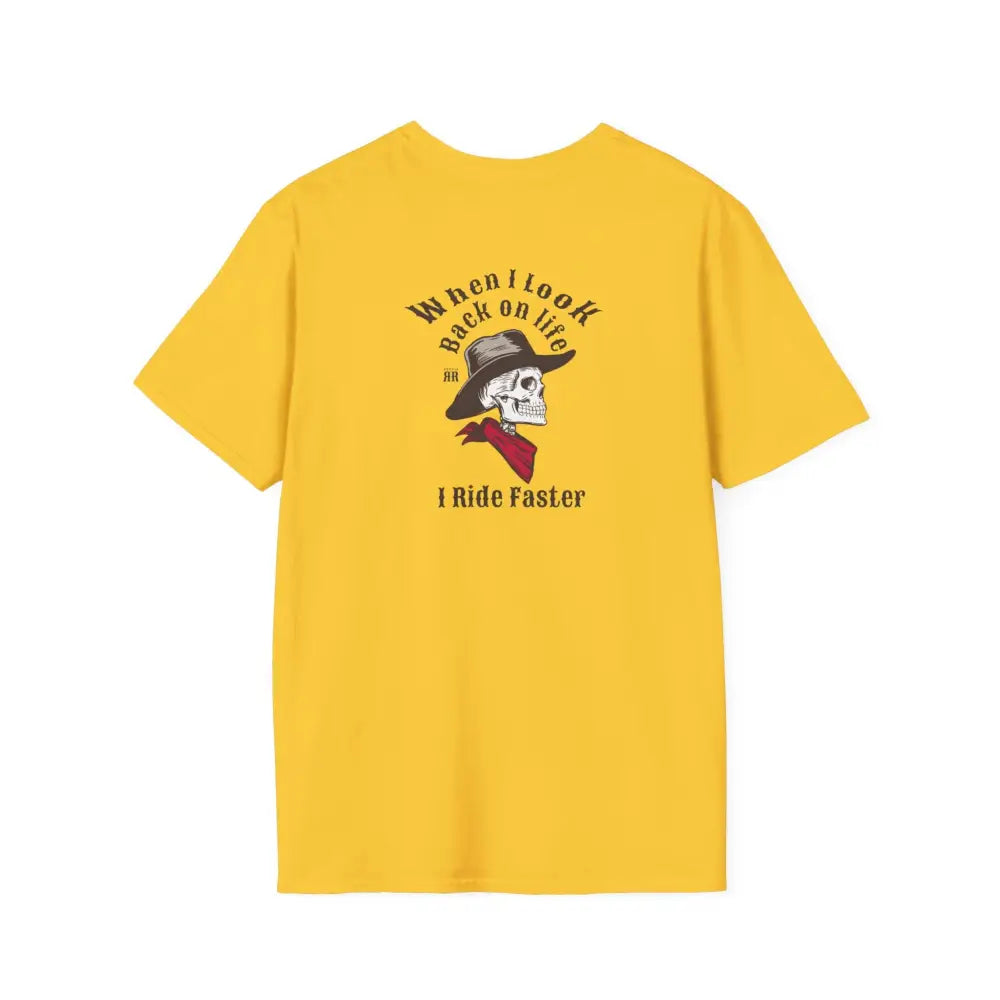 ’Grim Rider looking back’ BACK DESIGN Double R Western’s™ Softstyle T Shirt S / Daisy T Shirt