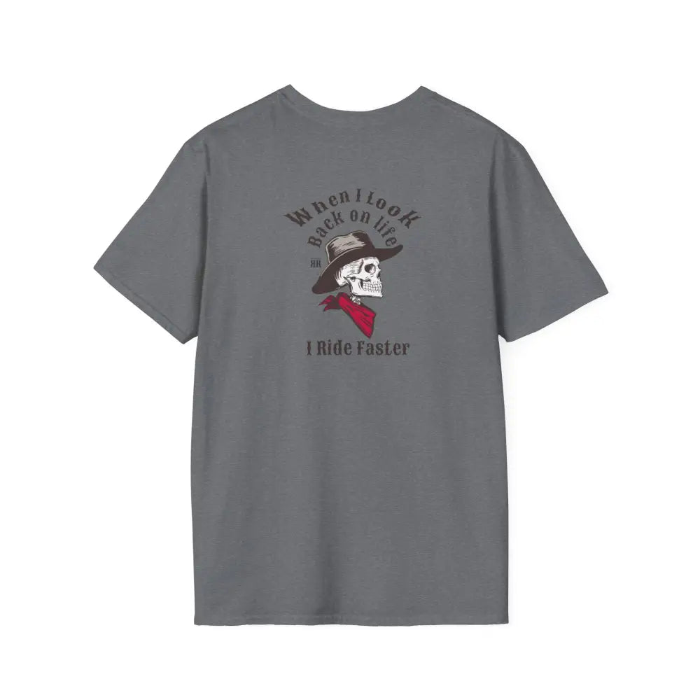 ’Grim Rider looking back’ BACK DESIGN Double R Western’s™ Softstyle T Shirt S / Graphite Heather T Shirt