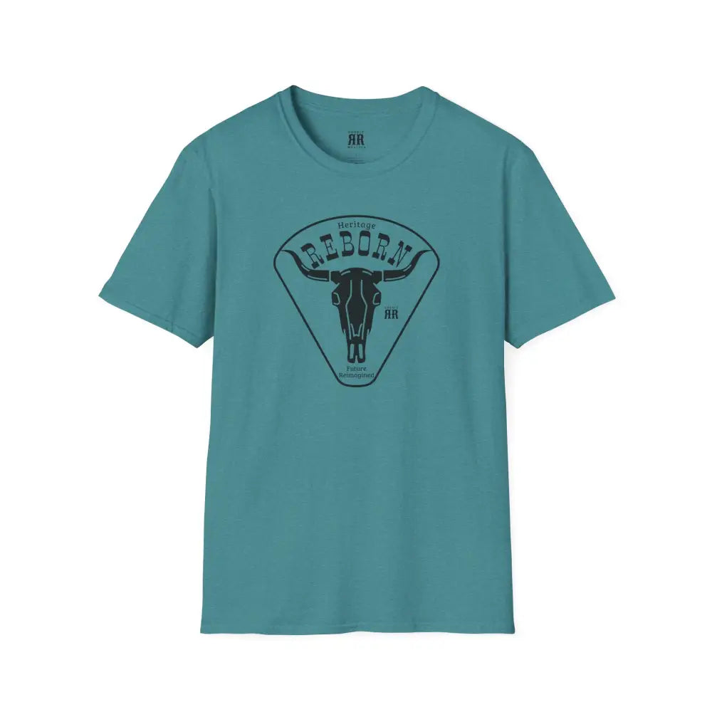 Heritage Reborn Universal Comfort Tee Double R Western’s Hot Off The Trail Heather Galapagos Blue / S T Shirt