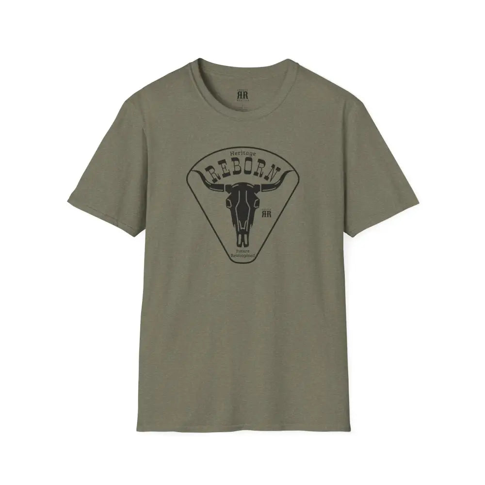 Heritage Reborn Universal Comfort Tee Double R Western’s Hot Off The Trail Heather Military Green / S T Shirt