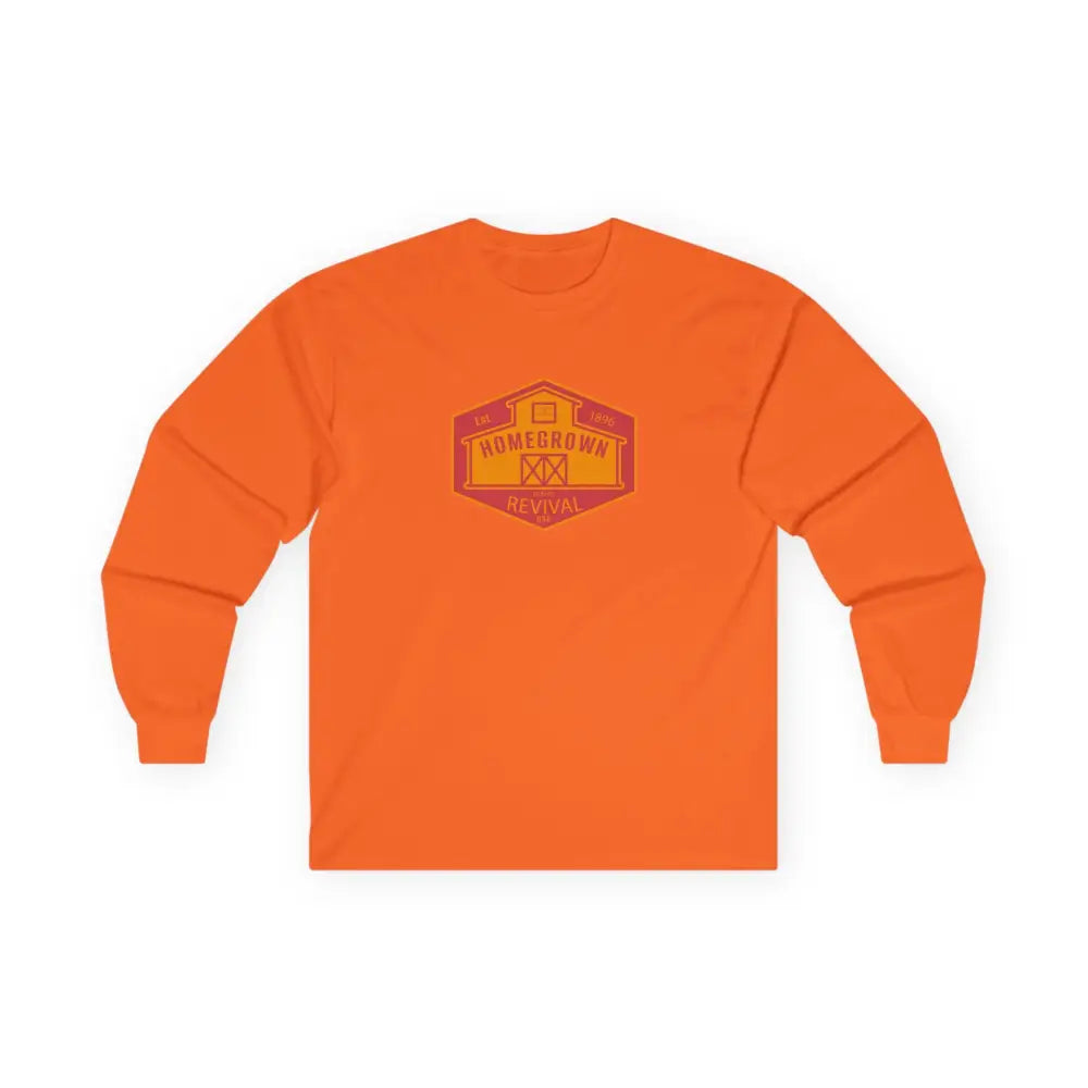 Home Grown Revival’ - Double R western’s - Long Sleeve Men’s T-Shirt - S / Safety Orange - Long-sleeve