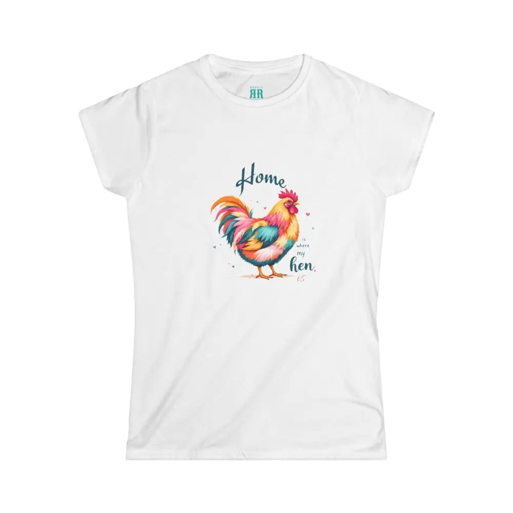 Home is where the hen is Design Double R Western™ Softstyle Graphic Shirt White / S T Shirt