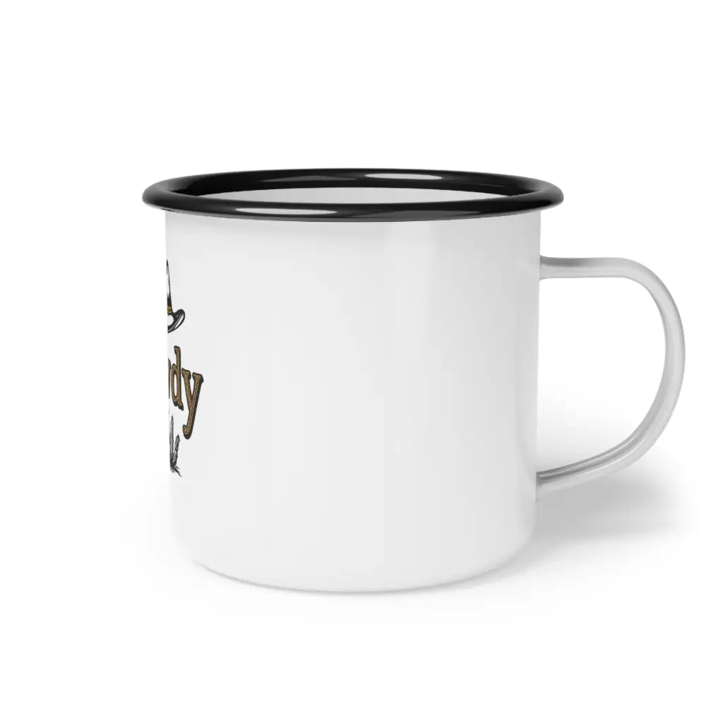 Howdy Lasso Rope Enamel Camp Mug Western Charm Perfect for Camping & Outdoor Adventures 12oz / Black Rim Mug