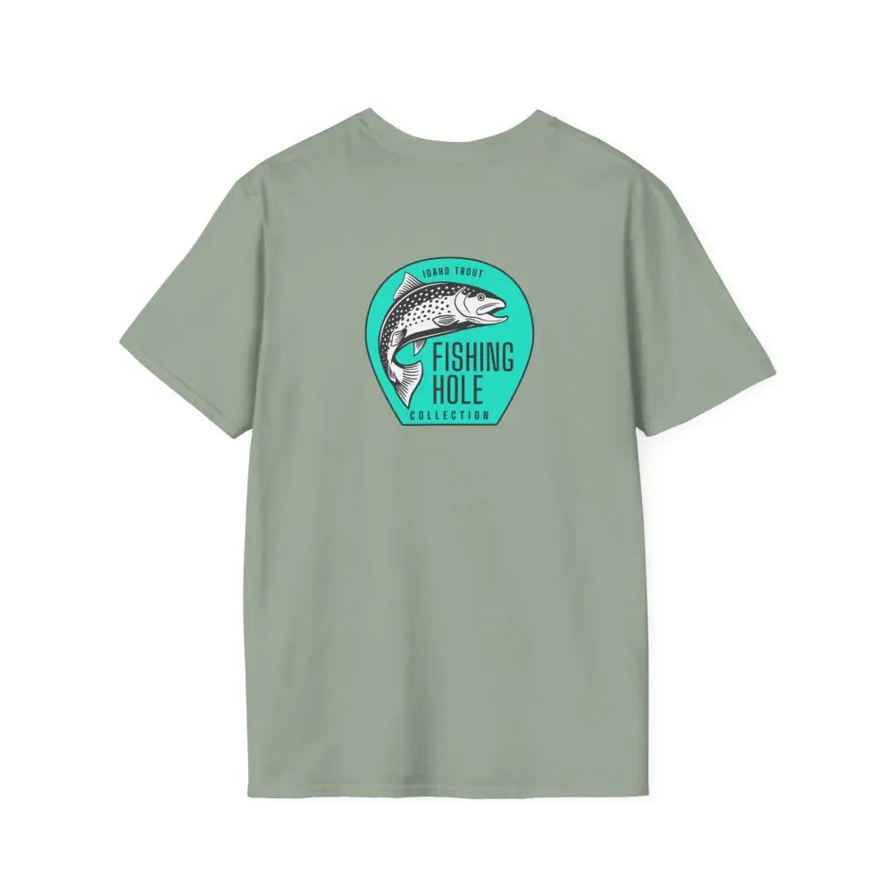 ’Idaho Trout Tee’ - Double R Western’s Fishing Hole Collection Soft style T-Shirt - BACK Graphic design - S / Sage