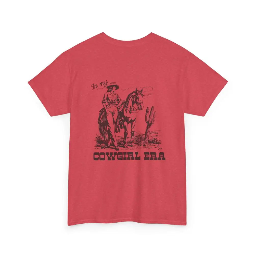 ’In My Cowgirl Era’ Double R Western’s ™ Heavy Cotton Tee Back Graphic Design Heather Red / S T Shirt