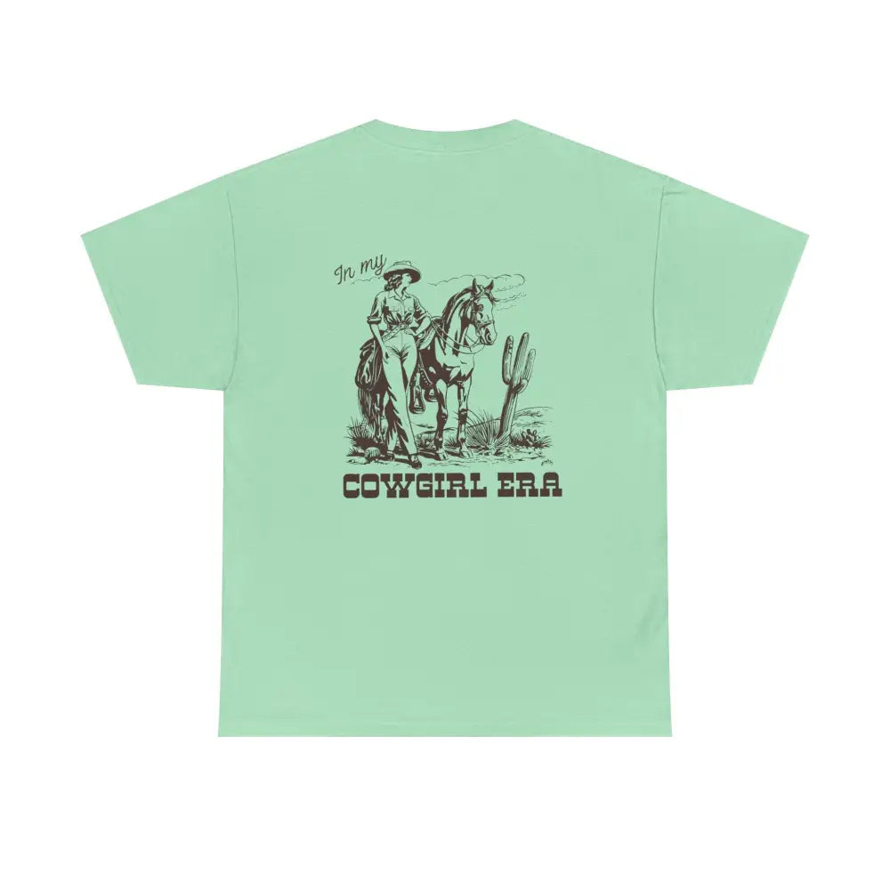 ’In My Cowgirl Era’ Double R Western’s ™ Heavy Cotton Tee Back Graphic Design Mint Green / S T Shirt