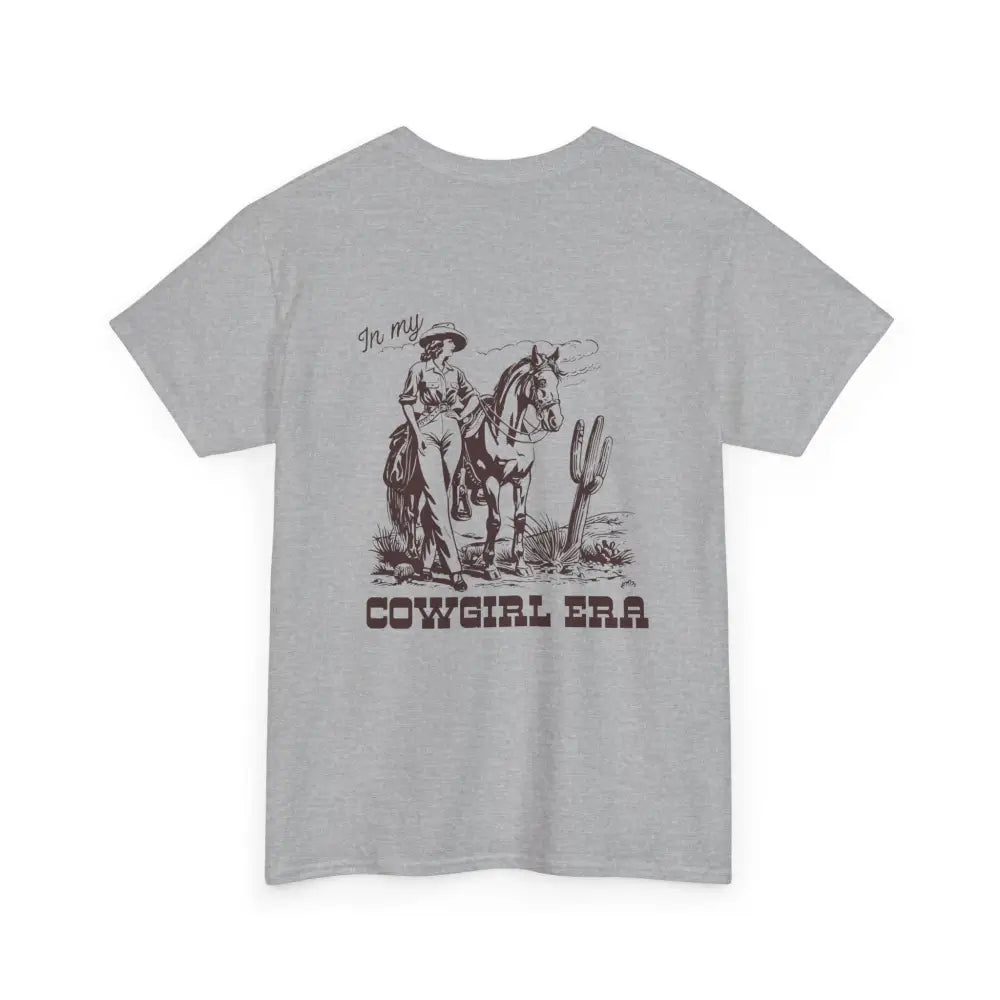’In My Cowgirl Era’ Double R Western’s ™ Heavy Cotton Tee Back Graphic Design Sport Grey / S T Shirt