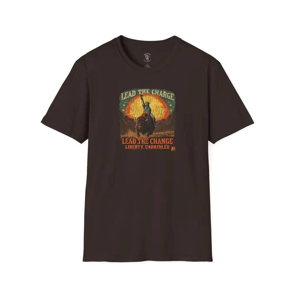 Lady Liberty Western Bison Tee – Vintage Grit | Double R Western™ S / Dark Chocolate T Shirt