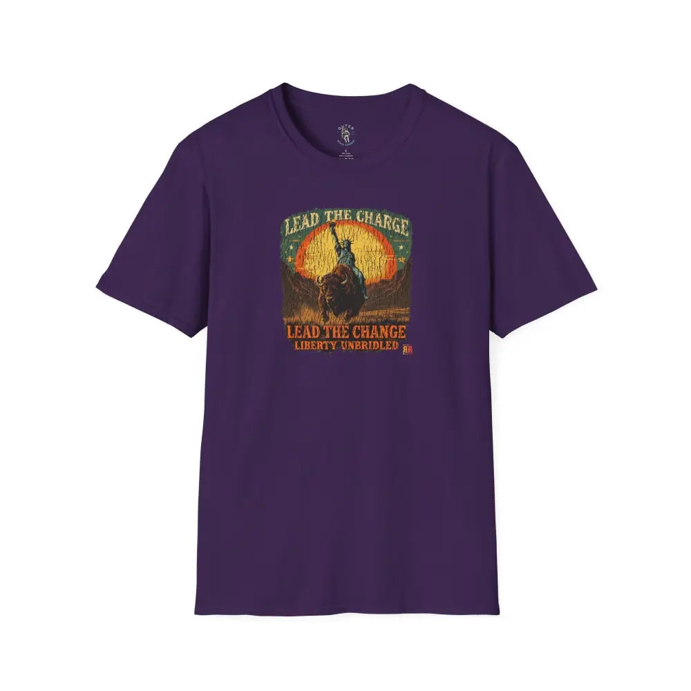 Lady Liberty Western Bison Tee – Vintage Grit | Double R Western™ S / Purple T Shirt