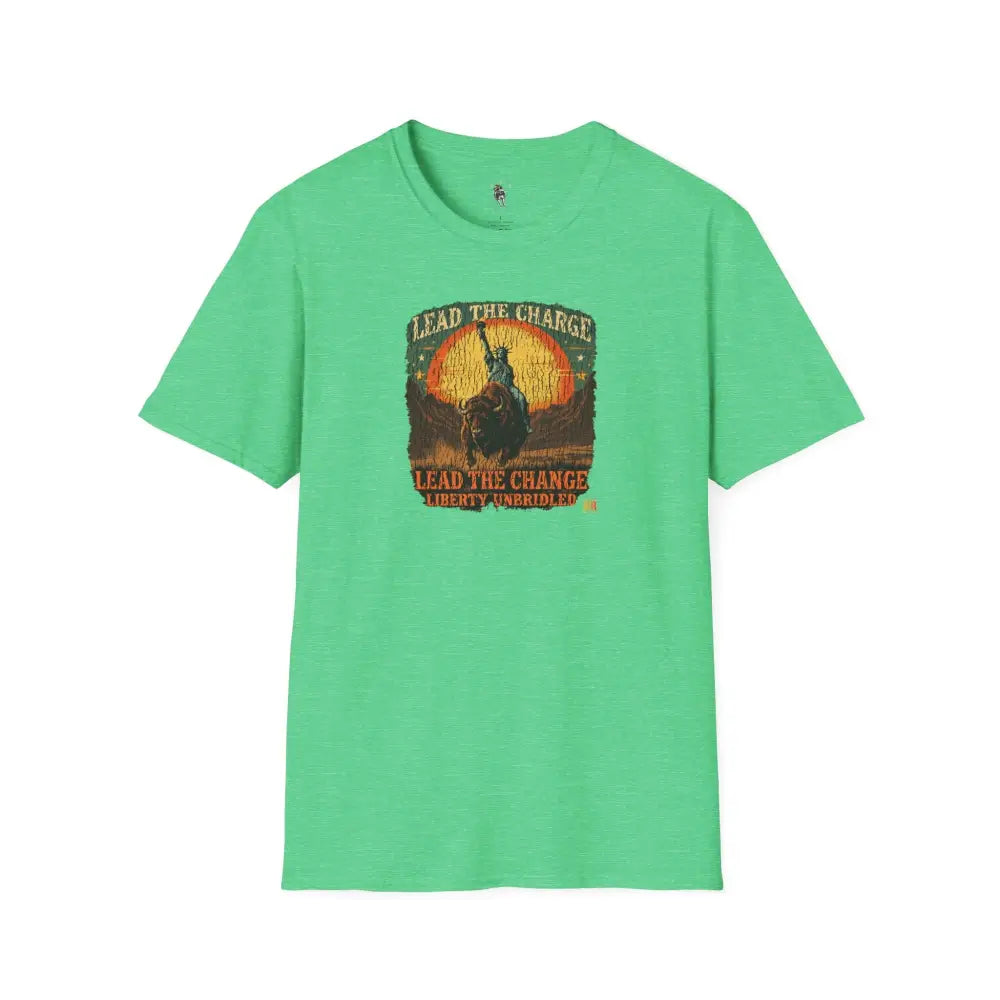 Lady Liberty Western Bison Tee – Vintage Grit | Double R Western™ S / Heather Irish Green T Shirt