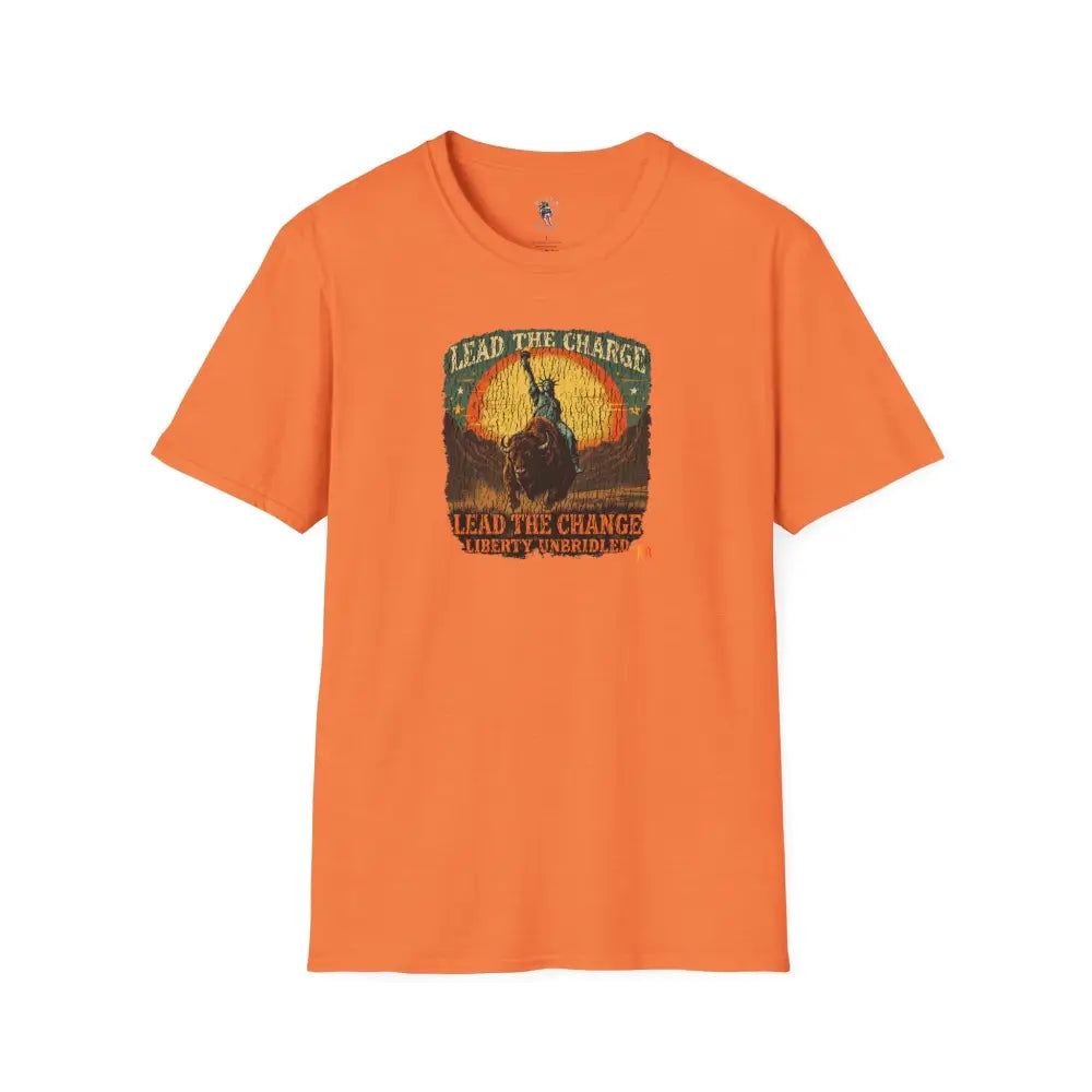 Lady Liberty Western Bison Tee – Vintage Grit | Double R Western™ S / Heather Orange T Shirt