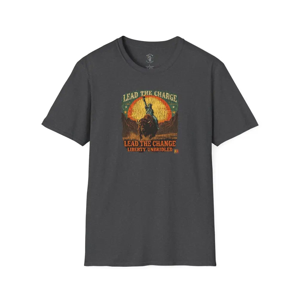 Lady Liberty Western Bison Tee – Vintage Grit | Double R Western™ XS / Dark Heather T Shirt
