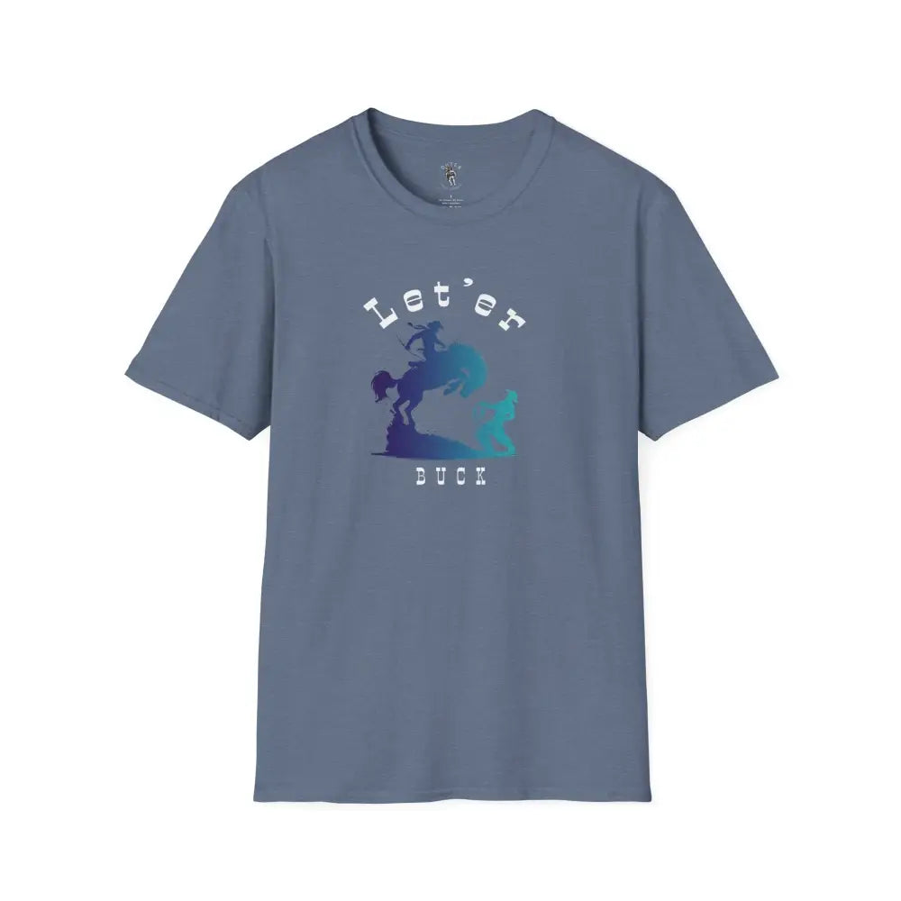 ’Let’er Buck Tee’ - Double R Western’s™ - Softstyle T-Shirt - S / Heather Indigo - T-Shirt