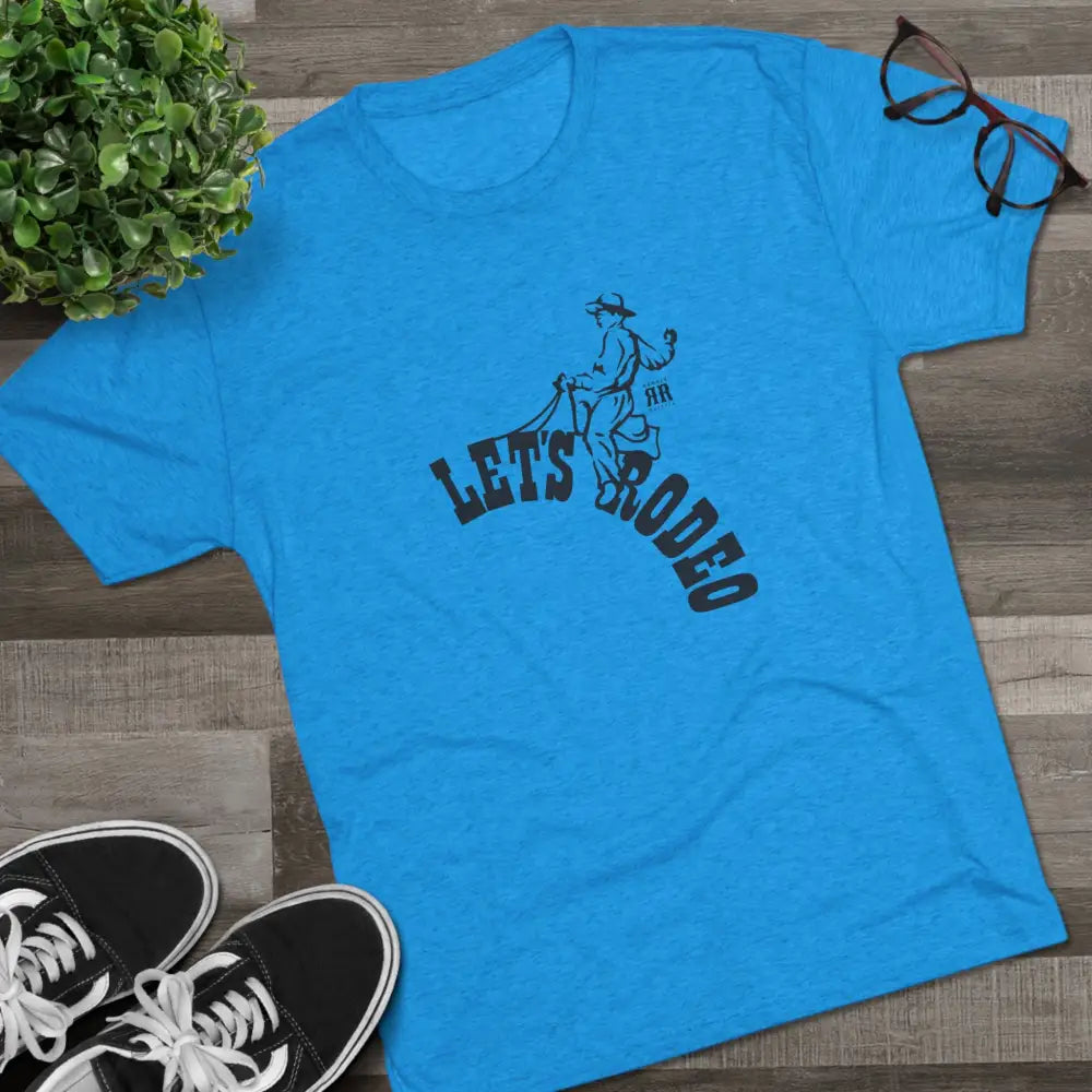 ’Let’s Rodeo’ Double R western’s™ Tri Blend Crew Tee S / Tri Blend Vintage Turquoise T Shirt