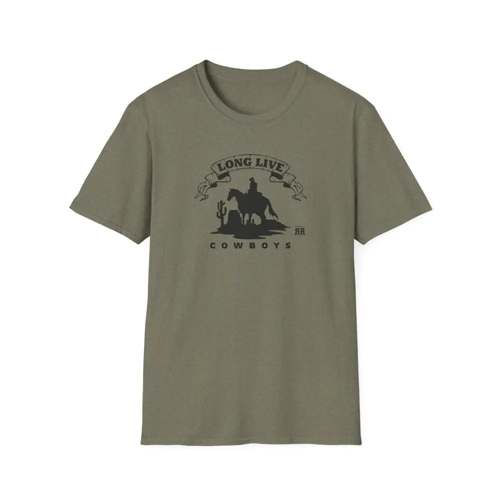 ’Long Live Cowboys’ Double R Western’s ™ Beefy T® Short Sleeve T Shirt Heather Military Green / S T Shirt