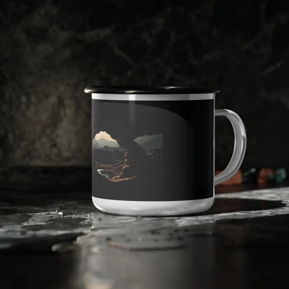 Midnight Edition Arches National Park Enamel Camp Cup 12oz / Black Rim Mug