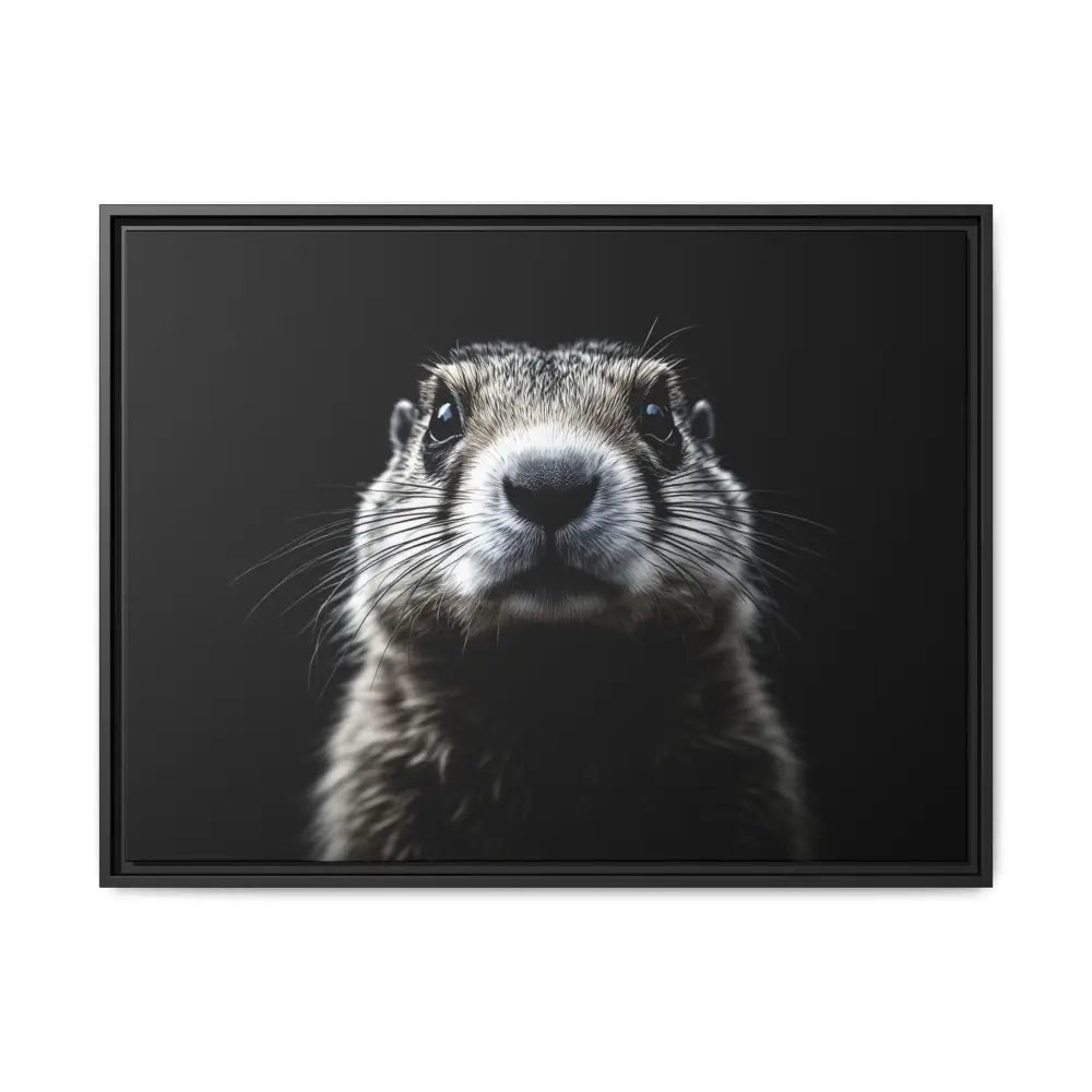 Midnight Edition: Prairie Dog Framed Canvas Art Wrap – Double R Western™ 32’’ x 24’’ (Horizontal) / Black / 1.25’’