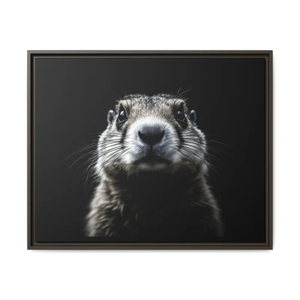 Midnight Edition: Prairie Dog Framed Canvas Art Wrap – Double R Western™ 30’’ x 24’’ (Horizontal) / Espresso / 1.25’’