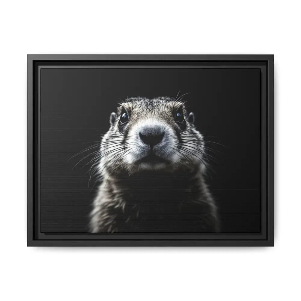 Midnight Edition: Prairie Dog Framed Canvas Art Wrap – Double R Western™ 16″ x 12″ (Horizontal) / Black / 1.25’’ Canvas
