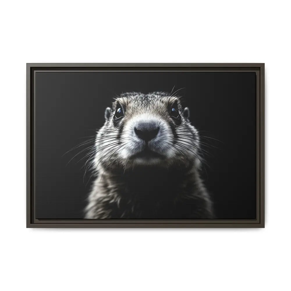 Midnight Edition: Prairie Dog Framed Canvas Art Wrap – Double R Western™ 24″ x 16″ (Horizontal) / Espresso / 1.25’’