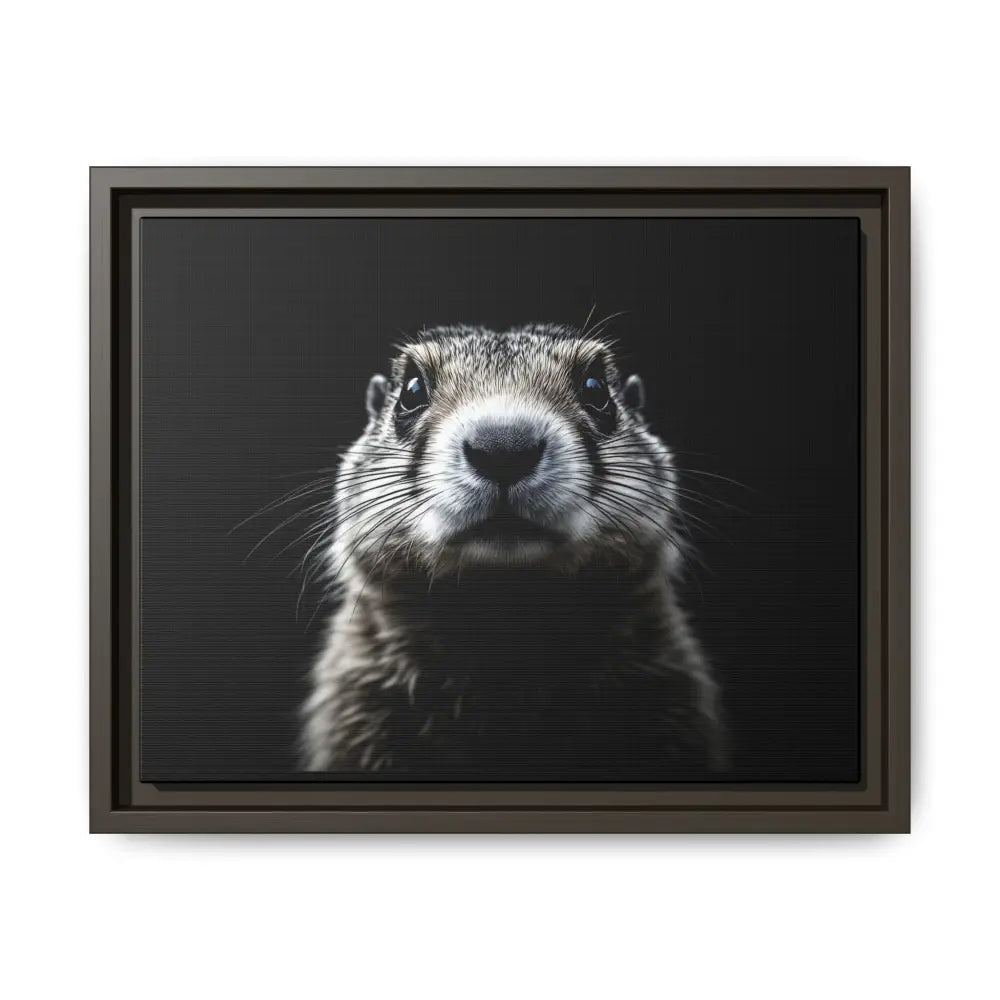 Midnight Edition: Prairie Dog Framed Canvas Art Wrap – Double R Western™ 14″ x 11″ (Horizontal) / Espresso / 1.25’’