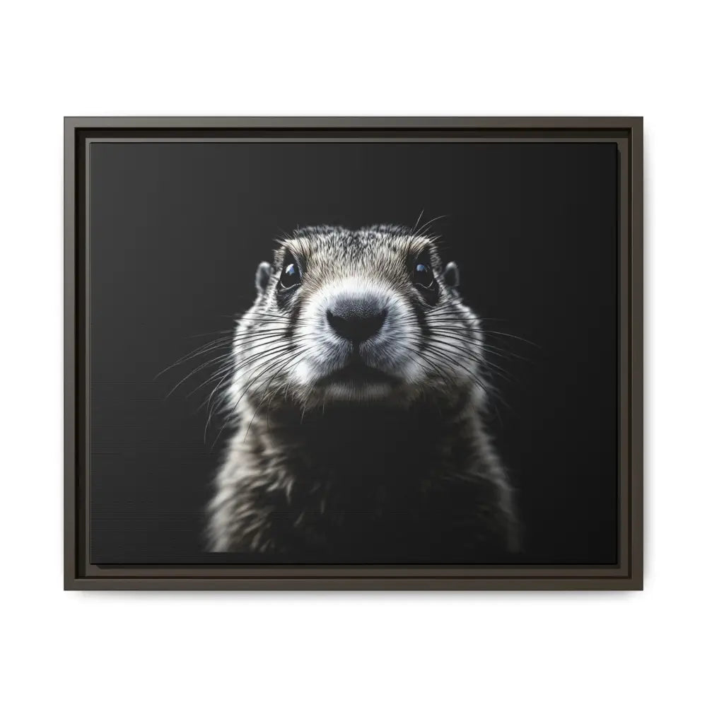 Midnight Edition: Prairie Dog Framed Canvas Art Wrap – Double R Western™ 20″ x 16″ (Horizontal) / Espresso / 1.25’’