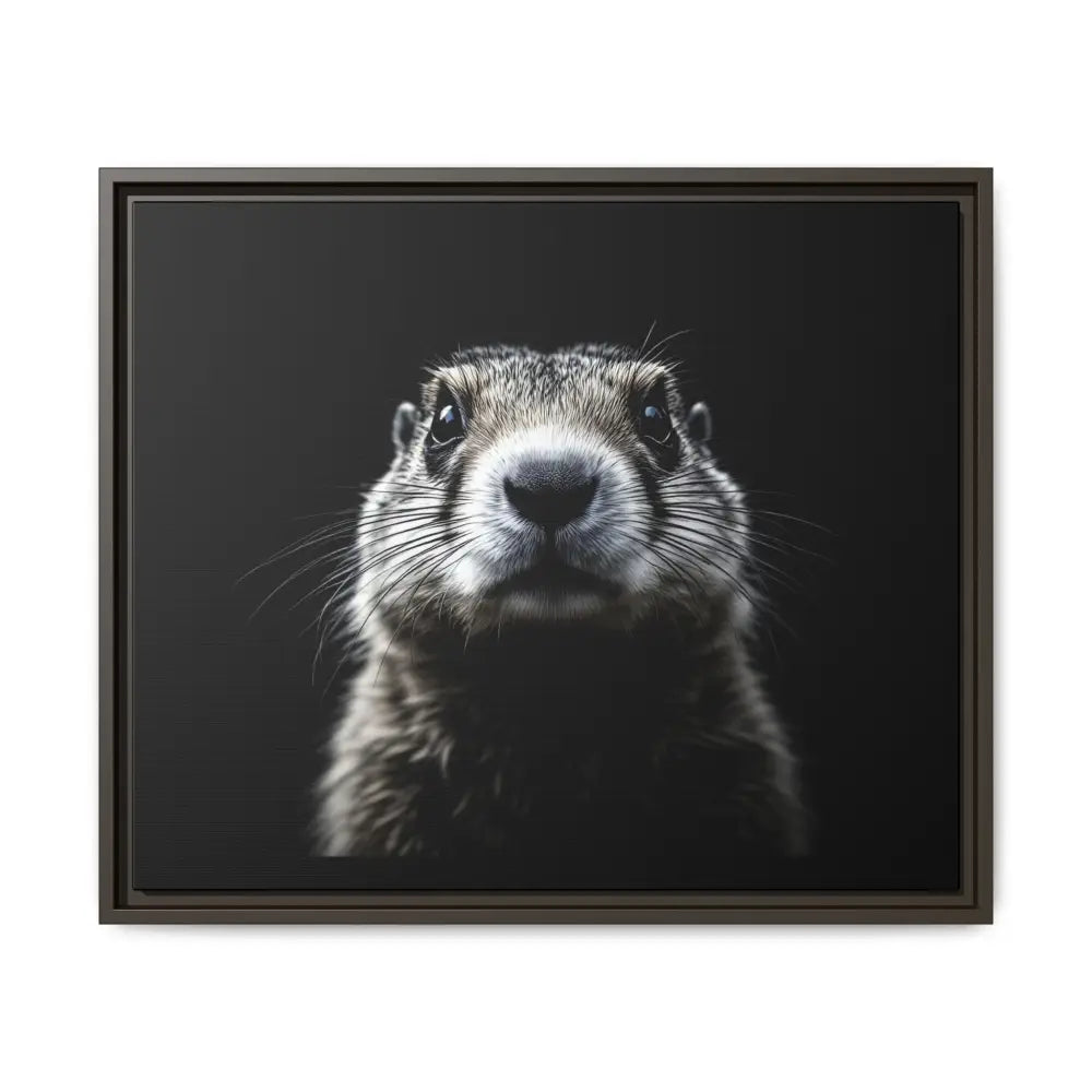 Midnight Edition: Prairie Dog Framed Canvas Art Wrap – Double R Western™ 24’’ x 20’’ (Horizontal) / Espresso / 1.25’’