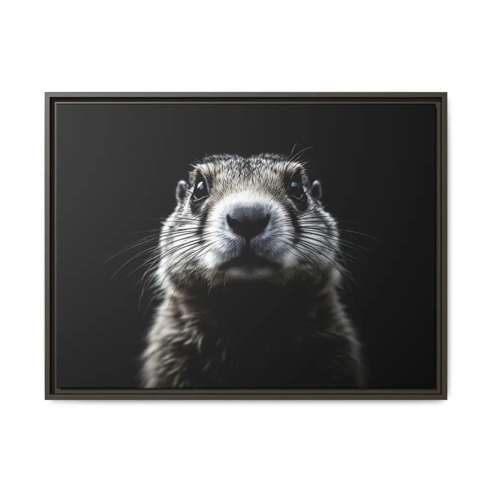 Midnight Edition: Prairie Dog Framed Canvas Art Wrap – Double R Western™ 32’’ x 24’’ (Horizontal) / Espresso / 1.25’’