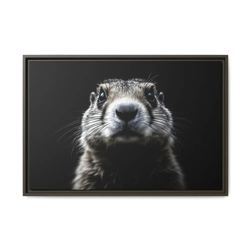 Midnight Edition: Prairie Dog Framed Canvas Art Wrap – Double R Western™ 30″ x 20″ (Horizontal) / Espresso / 1.25’’