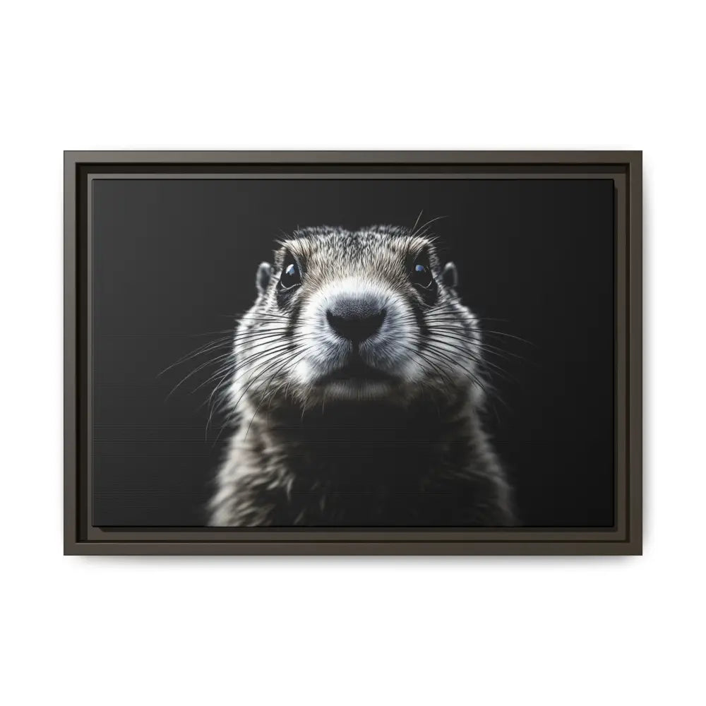 Midnight Edition: Prairie Dog Framed Canvas Art Wrap – Double R Western™ 18″ x 12″ (Horizontal) / Espresso / 1.25’’