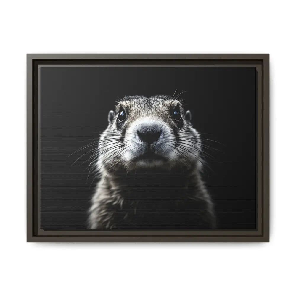 Midnight Edition: Prairie Dog Framed Canvas Art Wrap – Double R Western™ 16″ x 12″ (Horizontal) / Espresso / 1.25’’