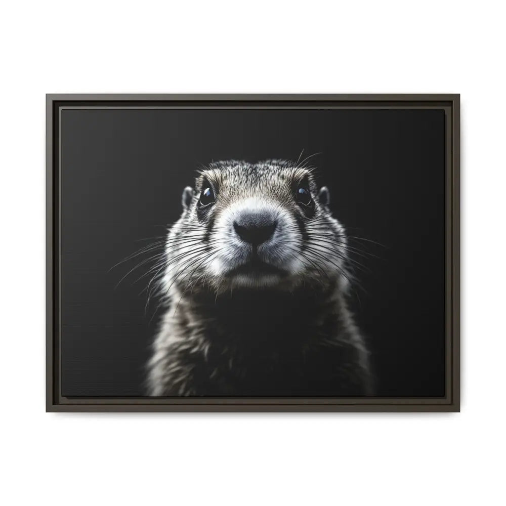 Midnight Edition: Prairie Dog Framed Canvas Art Wrap – Double R Western™ 24″ x 18″ (Horizontal) / Espresso / 1.25’’