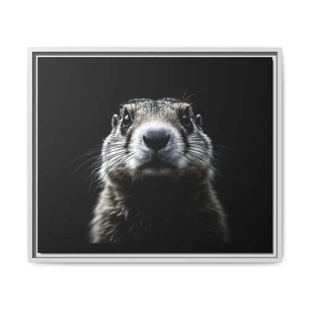 Midnight Edition: Prairie Dog Framed Canvas Art Wrap – Double R Western™ 24’’ x 20’’ (Horizontal) / White / 1.25’’