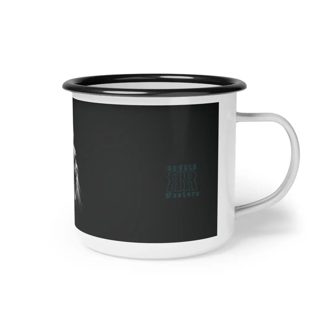 Midnight Edition Rooster Enamel Camp Mug 12oz / Black Rim Mug