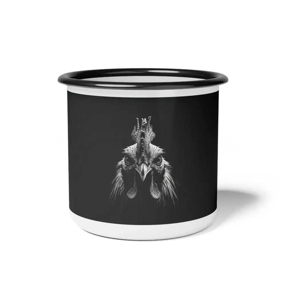 Midnight Edition Rooster Enamel Camp Mug 12oz / Black Rim Mug