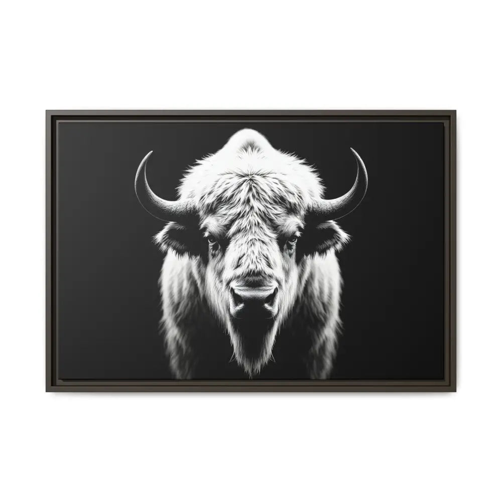 Midnight Edition: White Bison™ – Limited Edition Gallery Art Wrap Only 50 Available 30″ x 20″ (Horizontal) / Espresso