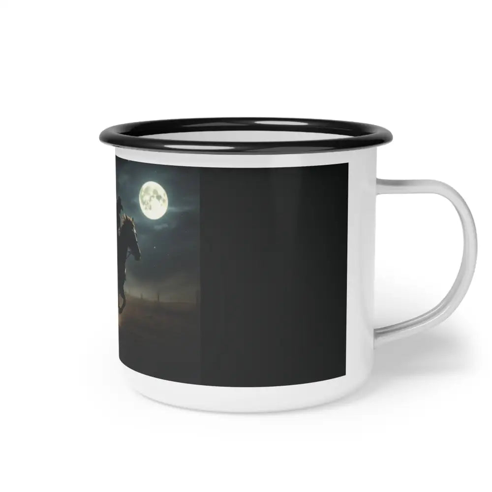 Midnight Rider Camp Mug Double R Western’s Hot Off The Trail 12oz / Black Rim Mug