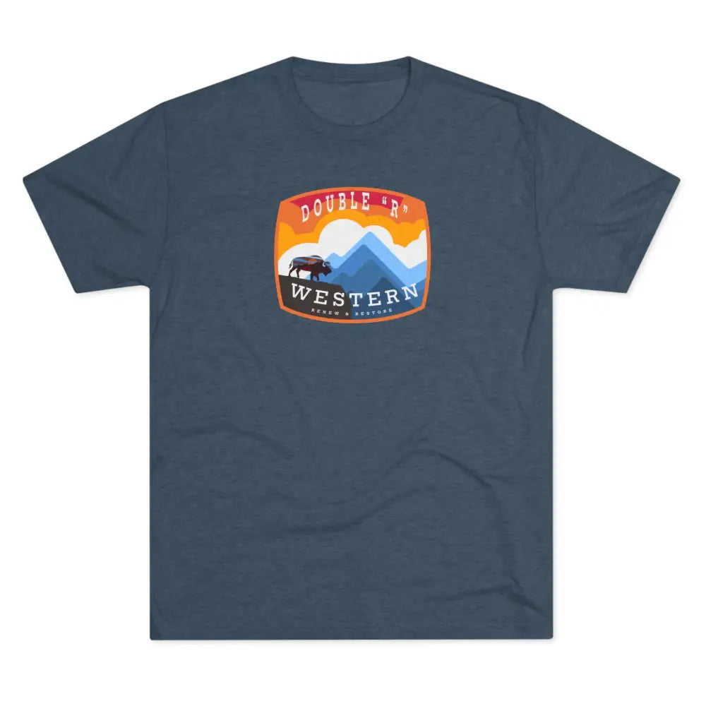 ’On the Edge’ - Double R Western’s™ - Tri-Blend Crew Tee - S / Tri-Blend Indigo - T-Shirt