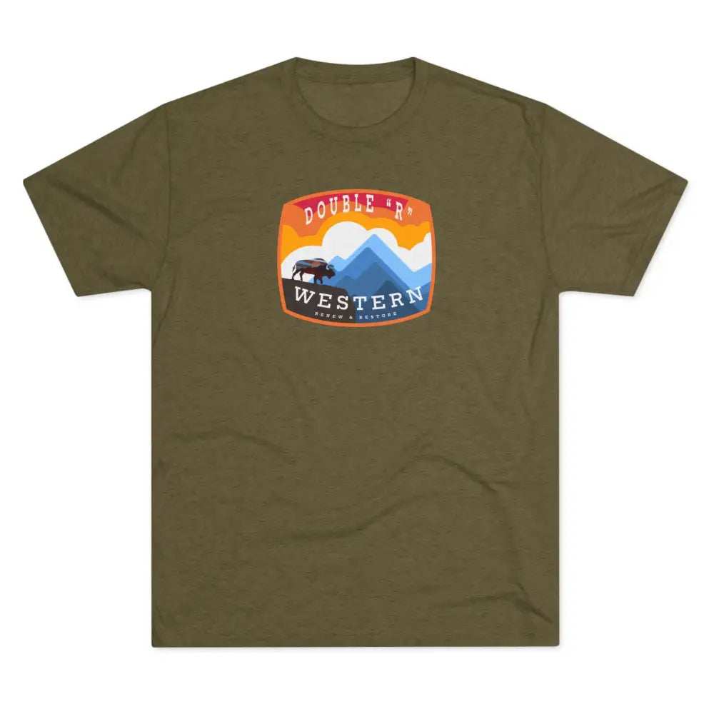 ’On the Edge’ - Double R Western’s™ - Tri-Blend Crew Tee - S / Tri-Blend Military Green - T-Shirt