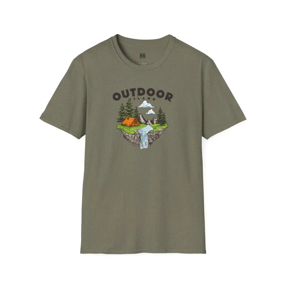 Outdoor Island Comfort Tee – Adventure Awaits Double R Western’s Hot Off The Trail Heather Military Green / S T Shirt