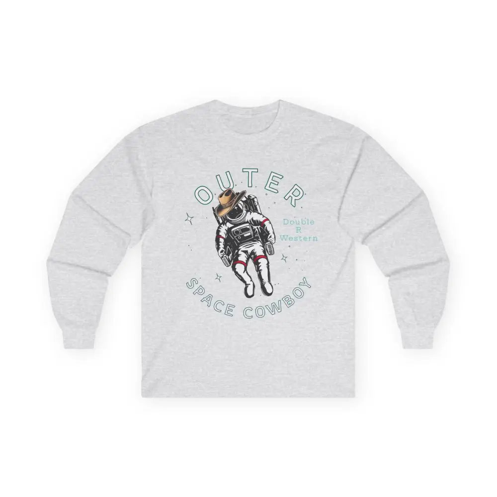 ’Outer Space Cowboy’ Double R Western’s Long Sleeve T Shirt S / Ash Long sleeve
