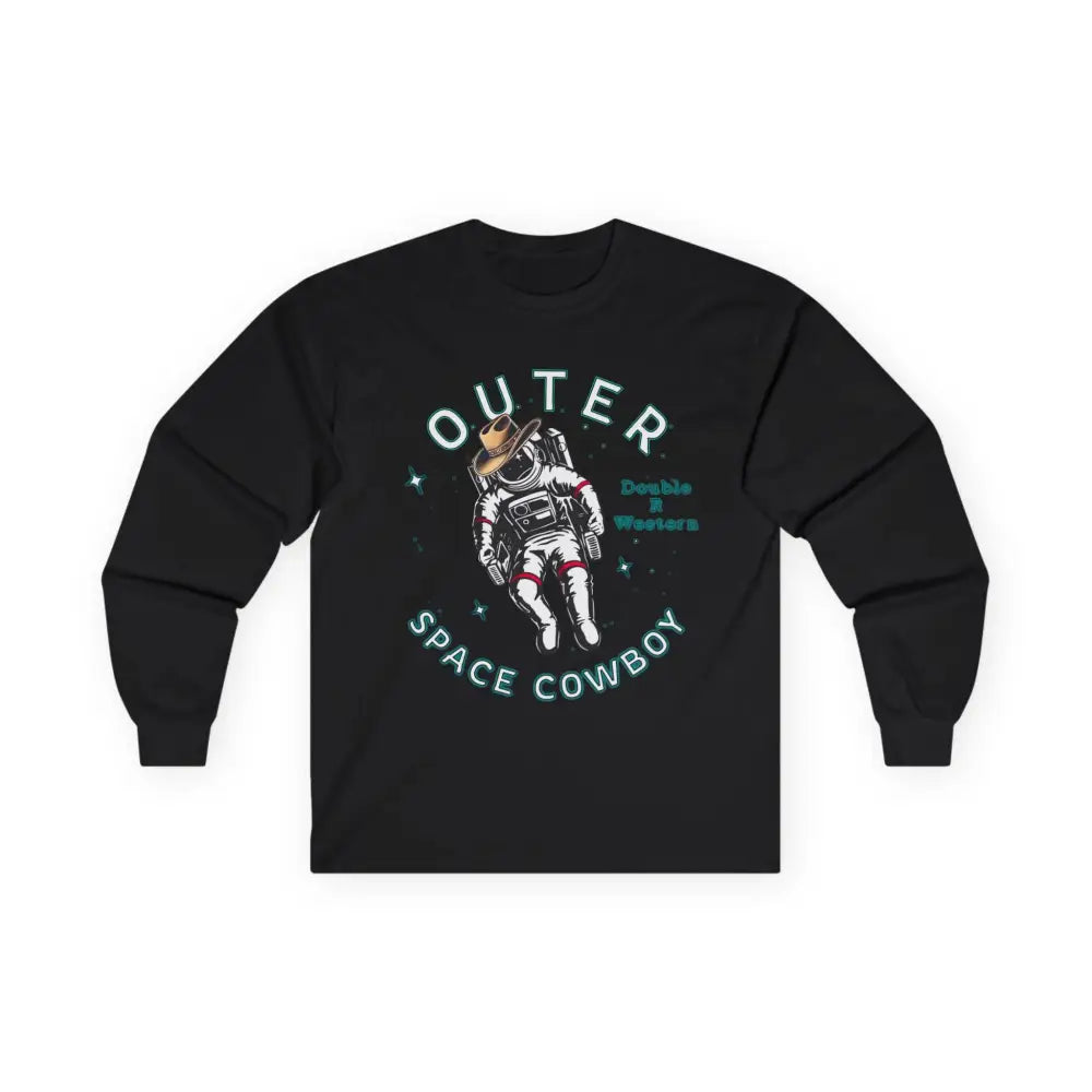 ’Outer Space Cowboy’ Double R Western’s Long Sleeve T Shirt S / Black Long sleeve