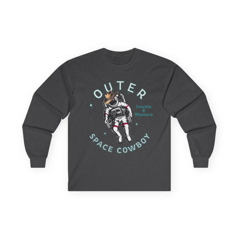 ’Outer Space Cowboy’ Double R Western’s Long Sleeve T Shirt S / Dark Heather Long sleeve