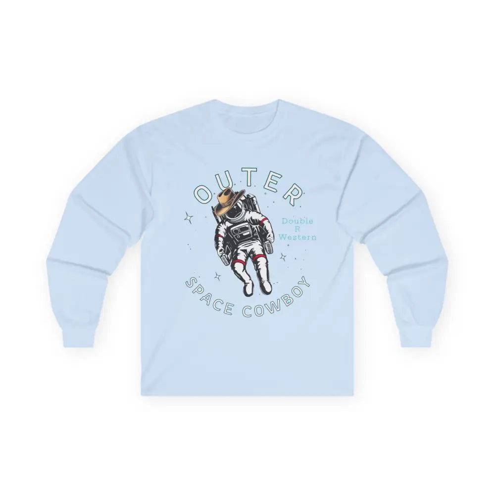 ’Outer Space Cowboy’ Double R Western’s Long Sleeve T Shirt S / Light Blue Long sleeve