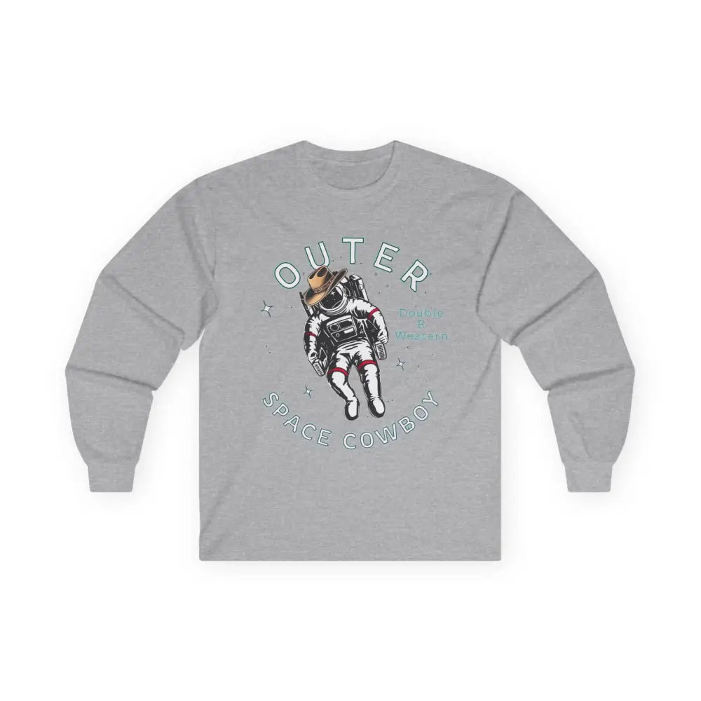 ’Outer Space Cowboy’ Double R Western’s Long Sleeve T Shirt S / Sport Grey Long sleeve