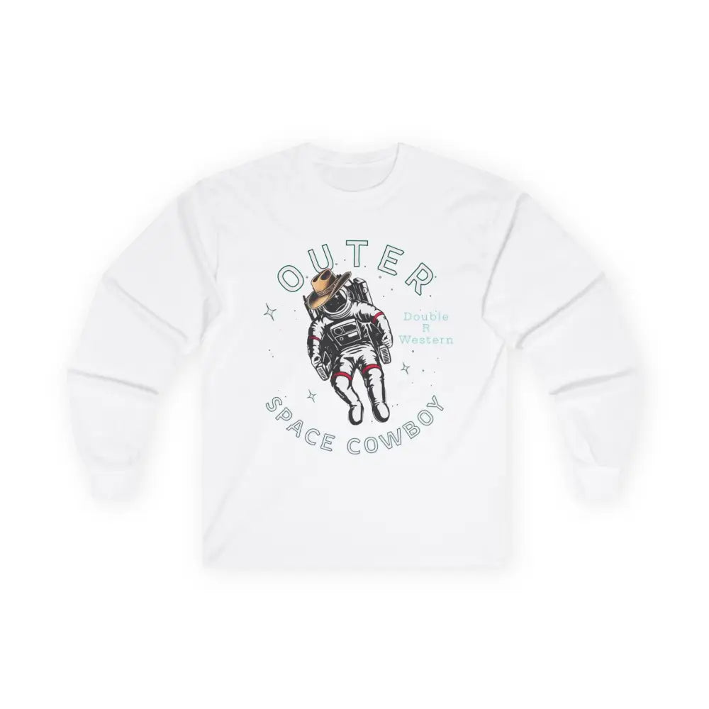 ’Outer Space Cowboy’ Double R Western’s Long Sleeve T Shirt S / White Long sleeve