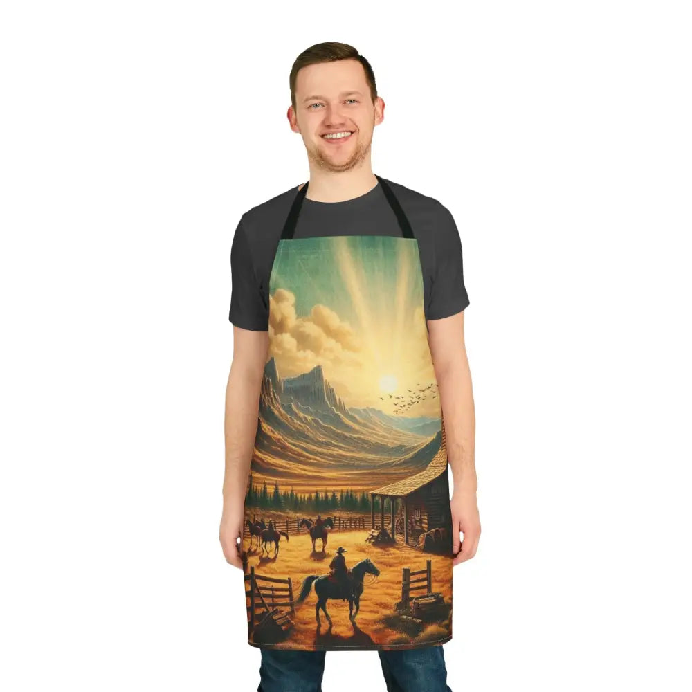 ’Packsaddle Star Ranch Apron’ Double R Western’s Apron 5 Color Straps (AOP) One size / Black All Over Prints