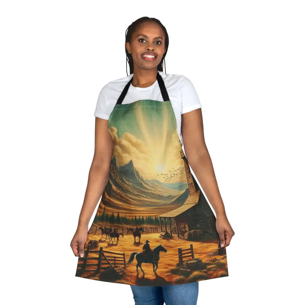 ’Packsaddle Star Ranch Apron’ Double R Western’s Apron 5 Color Straps (AOP) One size / Black All Over Prints