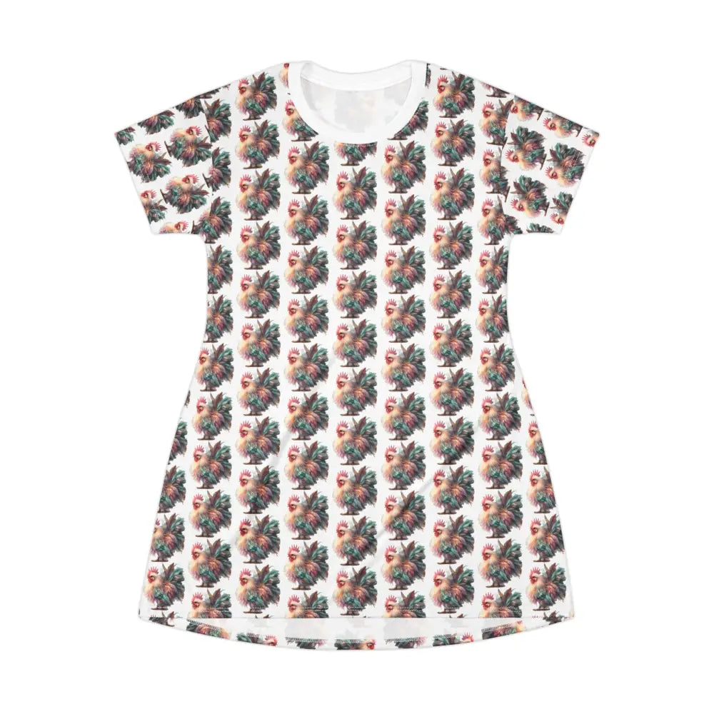 Pastel Majesty Tee Dress – Vibrant Feathered Elegance Double R Western’s™ Tee Shirt Dress (AOP) L All Over Prints