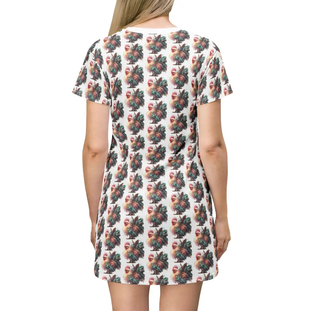 Pastel Majesty Tee Dress – Vibrant Feathered Elegance Double R Western’s™ Tee Shirt Dress (AOP) L All Over Prints